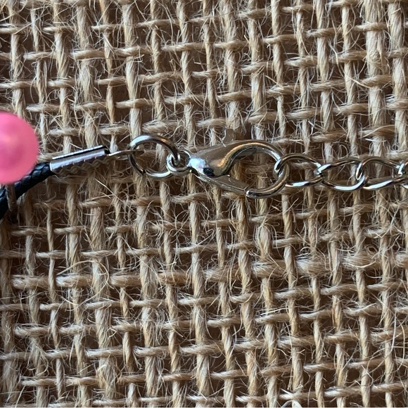 Freeform Ruby Zoisite Stone Pendant Necklace on 20" Adjustable Black Cord chain - Picture 6 of 6